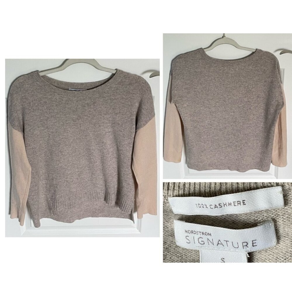 Nordstrom Signature Cashmere Colorblock Crewneck Sweater - 35891